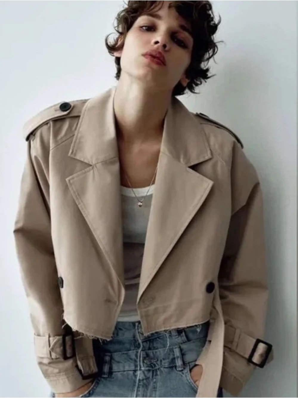 ZARA Beige Cropped Trench Jacket